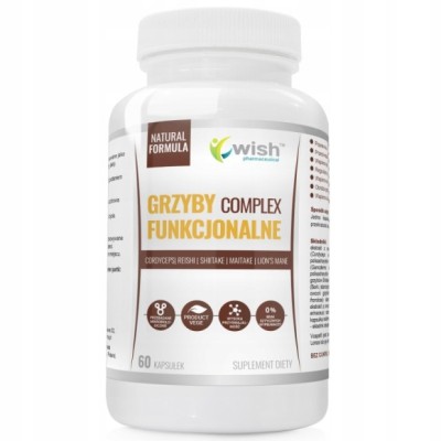 Wish GRZYBY FUNKC. CORDYCEPS REISHI SHITAKE LION'S MANE 60t KRÓTKA DATA
